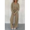imagePRETTYGARDEN Womens 2024 Fall Track Suits 3 Piece Outfits Matching Sets Ribbed Knit Cardigan Cropped Tank Tops Wide Leg PantsLight Army Green