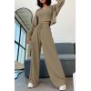 imagePRETTYGARDEN Womens 2024 Fall Track Suits 3 Piece Outfits Matching Sets Ribbed Knit Cardigan Cropped Tank Tops Wide Leg PantsLight Army Green
