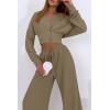 imagePRETTYGARDEN Womens 2024 Fall Track Suits 3 Piece Outfits Matching Sets Ribbed Knit Cardigan Cropped Tank Tops Wide Leg PantsLight Army Green