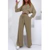 imagePRETTYGARDEN Womens 2024 Fall Track Suits 3 Piece Outfits Matching Sets Ribbed Knit Cardigan Cropped Tank Tops Wide Leg PantsLight Army Green