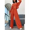 imagePRETTYGARDEN Womens 2024 Fall Track Suits 3 Piece Outfits Matching Sets Ribbed Knit Cardigan Cropped Tank Tops Wide Leg PantsOrange
