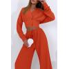 imagePRETTYGARDEN Womens 2024 Fall Track Suits 3 Piece Outfits Matching Sets Ribbed Knit Cardigan Cropped Tank Tops Wide Leg PantsOrange