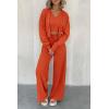 imagePRETTYGARDEN Womens 2024 Fall Track Suits 3 Piece Outfits Matching Sets Ribbed Knit Cardigan Cropped Tank Tops Wide Leg PantsOrange
