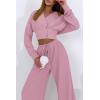 imagePRETTYGARDEN Womens 2024 Fall Track Suits 3 Piece Outfits Matching Sets Ribbed Knit Cardigan Cropped Tank Tops Wide Leg PantsPink