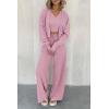 imagePRETTYGARDEN Womens 2024 Fall Track Suits 3 Piece Outfits Matching Sets Ribbed Knit Cardigan Cropped Tank Tops Wide Leg PantsPink