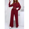 imagePRETTYGARDEN Womens 2024 Fall Track Suits 3 Piece Outfits Matching Sets Ribbed Knit Cardigan Cropped Tank Tops Wide Leg PantsWine Red
