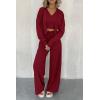 imagePRETTYGARDEN Womens 2024 Fall Track Suits 3 Piece Outfits Matching Sets Ribbed Knit Cardigan Cropped Tank Tops Wide Leg PantsWine Red