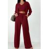 imagePRETTYGARDEN Womens 2024 Fall Track Suits 3 Piece Outfits Matching Sets Ribbed Knit Cardigan Cropped Tank Tops Wide Leg PantsWine Red