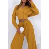 imagePRETTYGARDEN Womens 2024 Fall Track Suits 3 Piece Outfits Matching Sets Ribbed Knit Cardigan Cropped Tank Tops Wide Leg PantsYellow