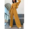 imagePRETTYGARDEN Womens 2024 Fall Track Suits 3 Piece Outfits Matching Sets Ribbed Knit Cardigan Cropped Tank Tops Wide Leg PantsYellow