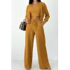 imagePRETTYGARDEN Womens 2024 Fall Track Suits 3 Piece Outfits Matching Sets Ribbed Knit Cardigan Cropped Tank Tops Wide Leg PantsYellow
