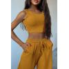 imagePRETTYGARDEN Womens 2024 Fall Track Suits 3 Piece Outfits Matching Sets Ribbed Knit Cardigan Cropped Tank Tops Wide Leg PantsYellow