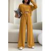 imagePRETTYGARDEN Womens 2024 Fall Track Suits 3 Piece Outfits Matching Sets Ribbed Knit Cardigan Cropped Tank Tops Wide Leg PantsYellow