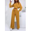 imagePRETTYGARDEN Womens 2024 Fall Track Suits 3 Piece Outfits Matching Sets Ribbed Knit Cardigan Cropped Tank Tops Wide Leg PantsYellow