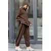 imagePRETTYGARDEN Womens 2024 Fall Two Piece Outfits Long Sleeve Tracksuit Set Turtleneck Pullover Tops Casual Pants SweatsuitsCoffee