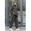imagePRETTYGARDEN Womens 2024 Fall Two Piece Outfits Long Sleeve Tracksuit Set Turtleneck Pullover Tops Casual Pants SweatsuitsDark Grey