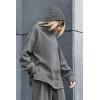 imagePRETTYGARDEN Womens 2024 Fall Two Piece Outfits Long Sleeve Tracksuit Set Turtleneck Pullover Tops Casual Pants SweatsuitsGrey