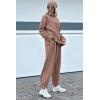 imagePRETTYGARDEN Womens 2024 Fall Two Piece Outfits Long Sleeve Tracksuit Set Turtleneck Pullover Tops Casual Pants SweatsuitsLight Brown