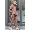 imagePRETTYGARDEN Womens 2024 Fall Two Piece Outfits Long Sleeve Tracksuit Set Turtleneck Pullover Tops Casual Pants SweatsuitsLight Brown