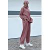 imagePRETTYGARDEN Womens 2024 Fall Two Piece Outfits Long Sleeve Tracksuit Set Turtleneck Pullover Tops Casual Pants SweatsuitsPurple Red