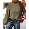 imagePRETTYGARDEN Womens Fall Fashion Blouse Dressy Casual Long Sleeve Crewneck Ruffle Loose Pullover Tops ShirtArmy Green