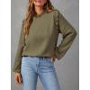 imagePRETTYGARDEN Womens Fall Fashion Blouse Dressy Casual Long Sleeve Crewneck Ruffle Loose Pullover Tops ShirtArmy Green