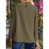 imagePRETTYGARDEN Womens Fall Fashion Blouse Dressy Casual Long Sleeve Crewneck Ruffle Loose Pullover Tops ShirtArmy Green