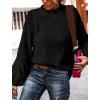 imagePRETTYGARDEN Womens Fall Fashion Blouse Dressy Casual Long Sleeve Crewneck Ruffle Loose Pullover Tops ShirtBlack
