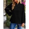 imagePRETTYGARDEN Womens Fall Fashion Blouse Dressy Casual Long Sleeve Crewneck Ruffle Loose Pullover Tops ShirtBlack