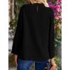 imagePRETTYGARDEN Womens Fall Fashion Blouse Dressy Casual Long Sleeve Crewneck Ruffle Loose Pullover Tops ShirtBlack