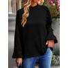 imagePRETTYGARDEN Womens Fall Fashion Blouse Dressy Casual Long Sleeve Crewneck Ruffle Loose Pullover Tops ShirtBlack