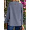 imagePRETTYGARDEN Womens Fall Fashion Blouse Dressy Casual Long Sleeve Crewneck Ruffle Loose Pullover Tops ShirtGrey Blue