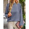 imagePRETTYGARDEN Womens Fall Fashion Blouse Dressy Casual Long Sleeve Crewneck Ruffle Loose Pullover Tops ShirtGrey Blue