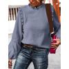 imagePRETTYGARDEN Womens Fall Fashion Blouse Dressy Casual Long Sleeve Crewneck Ruffle Loose Pullover Tops ShirtGrey Blue