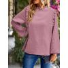 imagePRETTYGARDEN Womens Fall Fashion Blouse Dressy Casual Long Sleeve Crewneck Ruffle Loose Pullover Tops ShirtGrey Pink