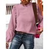 imagePRETTYGARDEN Womens Fall Fashion Blouse Dressy Casual Long Sleeve Crewneck Ruffle Loose Pullover Tops ShirtGrey Pink