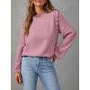 imagePRETTYGARDEN Womens Fall Fashion Blouse Dressy Casual Long Sleeve Crewneck Ruffle Loose Pullover Tops ShirtGrey Pink