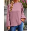 imagePRETTYGARDEN Womens Fall Fashion Blouse Dressy Casual Long Sleeve Crewneck Ruffle Loose Pullover Tops ShirtGrey Pink