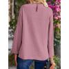 imagePRETTYGARDEN Womens Fall Fashion Blouse Dressy Casual Long Sleeve Crewneck Ruffle Loose Pullover Tops ShirtGrey Pink
