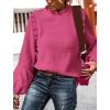 imagePRETTYGARDEN Womens Fall Fashion Blouse Dressy Casual Long Sleeve Crewneck Ruffle Loose Pullover Tops ShirtRose Red
