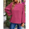 imagePRETTYGARDEN Womens Fall Fashion Blouse Dressy Casual Long Sleeve Crewneck Ruffle Loose Pullover Tops ShirtRose Red