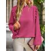 imagePRETTYGARDEN Womens Fall Fashion Blouse Dressy Casual Long Sleeve Crewneck Ruffle Loose Pullover Tops ShirtRose Red