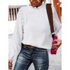 imagePRETTYGARDEN Womens Fall Fashion Blouse Dressy Casual Long Sleeve Crewneck Ruffle Loose Pullover Tops ShirtWhite