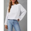 imagePRETTYGARDEN Womens Fall Fashion Blouse Dressy Casual Long Sleeve Crewneck Ruffle Loose Pullover Tops ShirtWhite