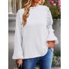 imagePRETTYGARDEN Womens Fall Fashion Blouse Dressy Casual Long Sleeve Crewneck Ruffle Loose Pullover Tops ShirtWhite