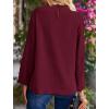 imagePRETTYGARDEN Womens Fall Fashion Blouse Dressy Casual Long Sleeve Crewneck Ruffle Loose Pullover Tops ShirtWine Red