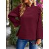 imagePRETTYGARDEN Womens Fall Fashion Blouse Dressy Casual Long Sleeve Crewneck Ruffle Loose Pullover Tops ShirtWine Red