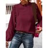 imagePRETTYGARDEN Womens Fall Fashion Blouse Dressy Casual Long Sleeve Crewneck Ruffle Loose Pullover Tops ShirtWine Red