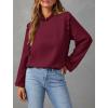 imagePRETTYGARDEN Womens Fall Fashion Blouse Dressy Casual Long Sleeve Crewneck Ruffle Loose Pullover Tops ShirtWine Red