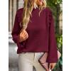 imagePRETTYGARDEN Womens Fall Fashion Blouse Dressy Casual Long Sleeve Crewneck Ruffle Loose Pullover Tops ShirtWine Red